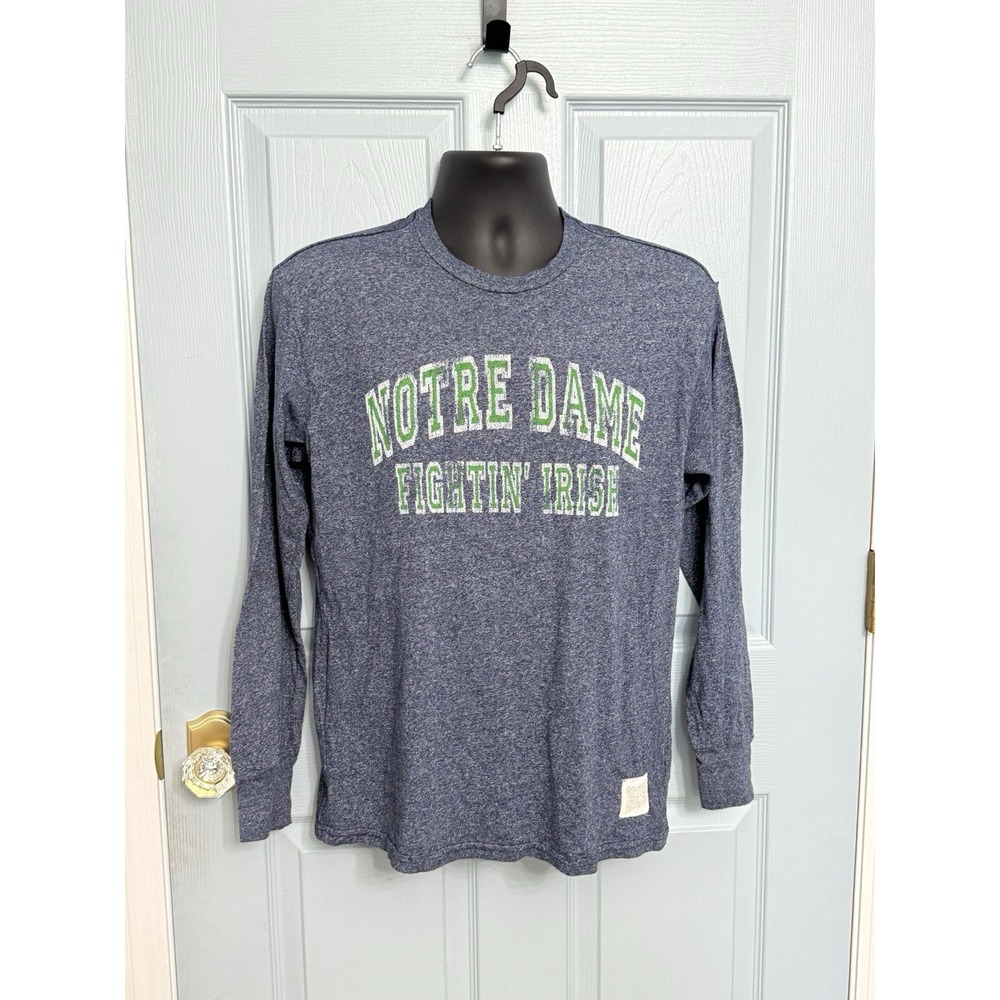 The Original Retro Brand Notre Dame Fighting Irish Long Sleeve Tee M Blue Green